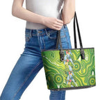 Budgerigar Australia Leather Tote Bag Aussie Common Parakeet Indigenous Art - Aussie Hoodie