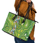 Budgerigar Australia Leather Tote Bag Aussie Common Parakeet Indigenous Art - Aussie Hoodie