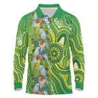 Budgerigar Australia Long Sleeve Polo Shirt Aussie Common Parakeet Indigenous Art - Aussie Hoodie