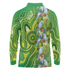 Budgerigar Australia Long Sleeve Polo Shirt Aussie Common Parakeet Indigenous Art - Aussie Hoodie