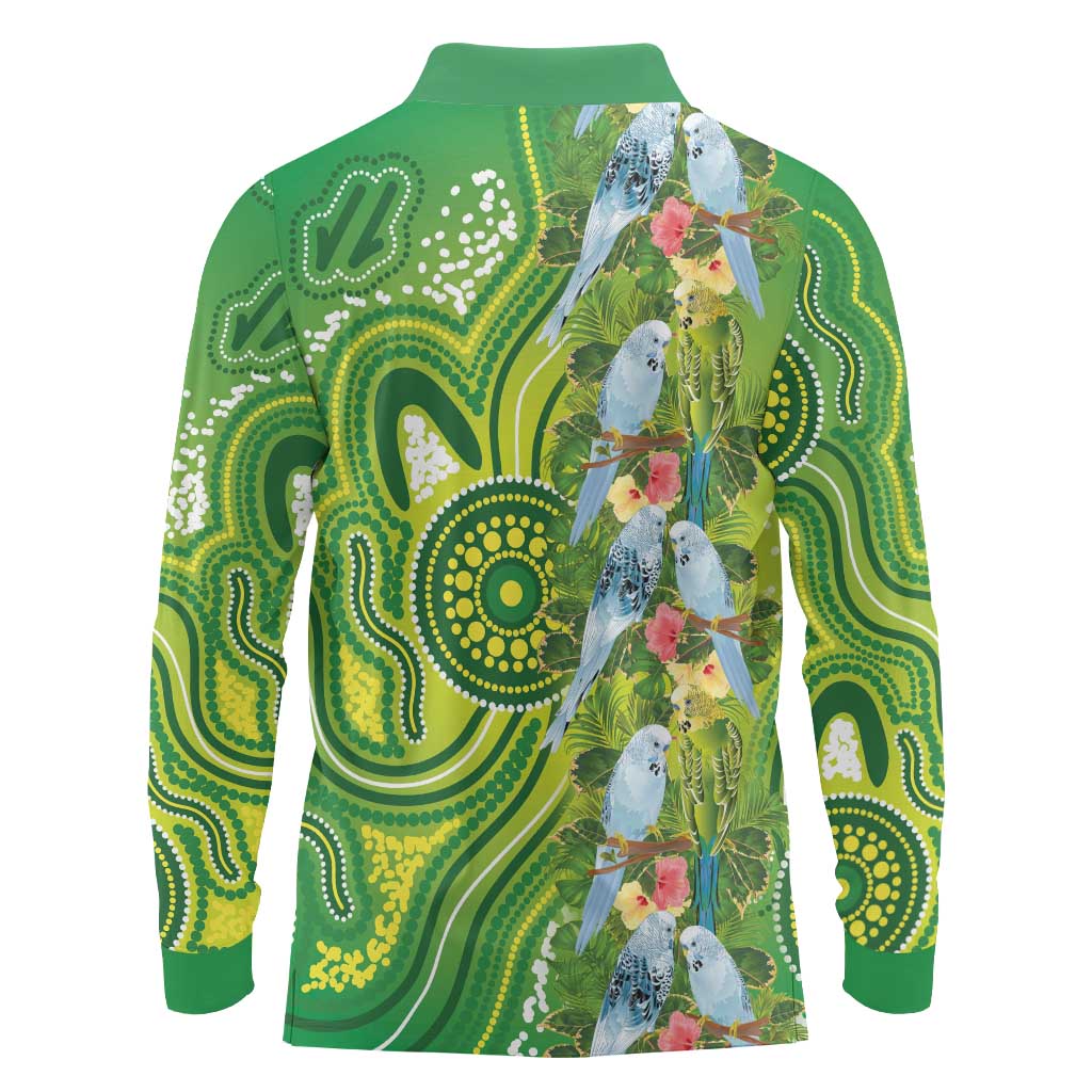 Budgerigar Australia Long Sleeve Polo Shirt Aussie Common Parakeet Indigenous Art - Aussie Hoodie