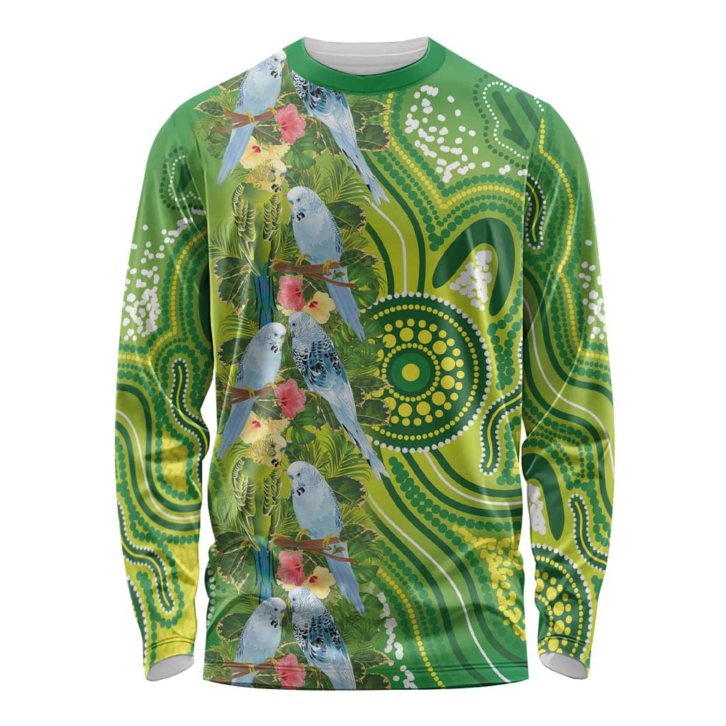 Budgerigar Australia Long Sleeve Shirt Aussie Common Parakeet Indigenous Art - Aussie Hoodie