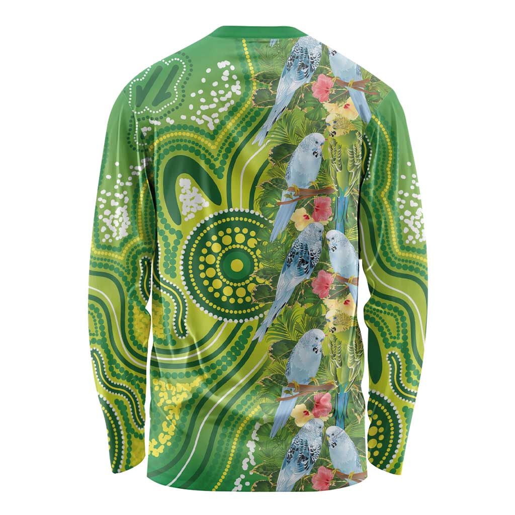 Budgerigar Australia Long Sleeve Shirt Aussie Common Parakeet Indigenous Art - Aussie Hoodie