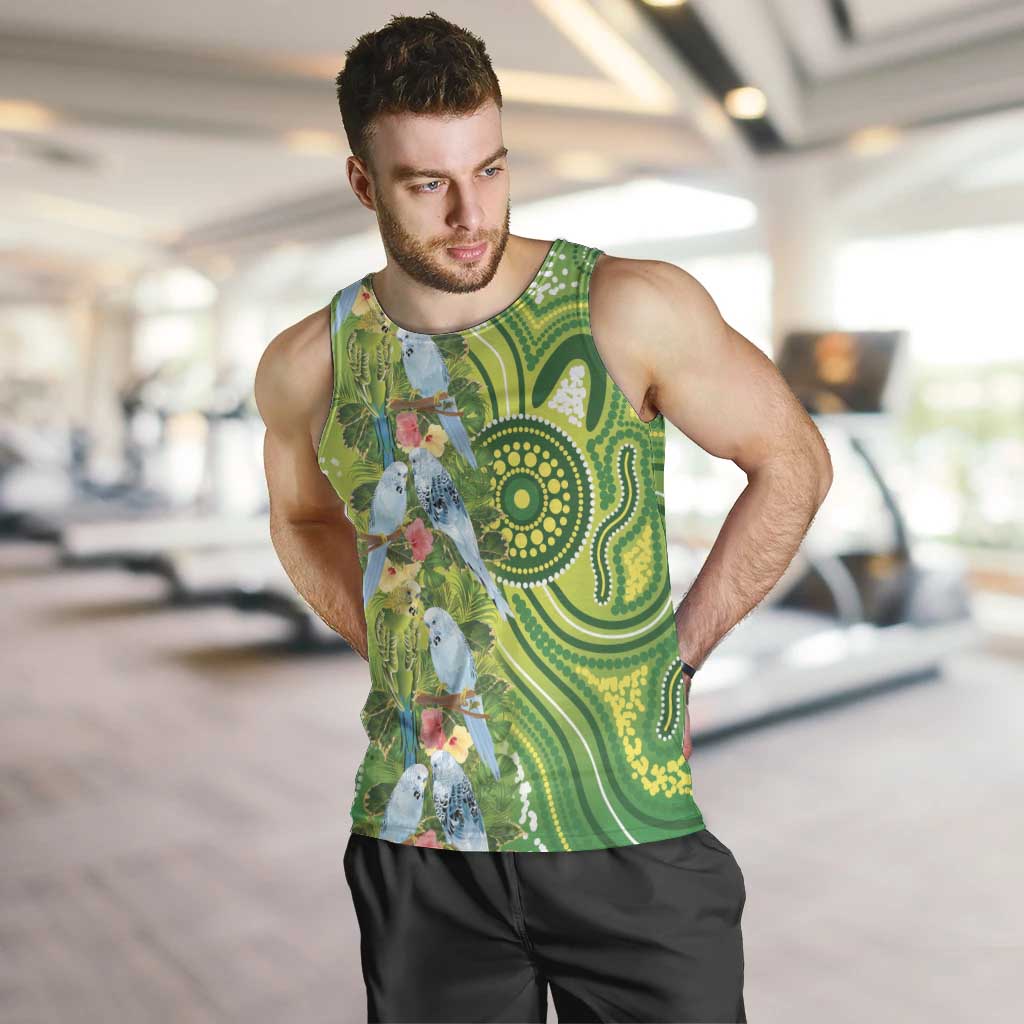 Budgerigar Australia Men Tank Top Aussie Common Parakeet Indigenous Art - Aussie Hoodie