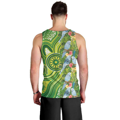 Budgerigar Australia Men Tank Top Aussie Common Parakeet Indigenous Art - Aussie Hoodie