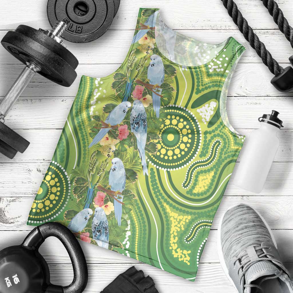 Budgerigar Australia Men Tank Top Aussie Common Parakeet Indigenous Art - Aussie Hoodie