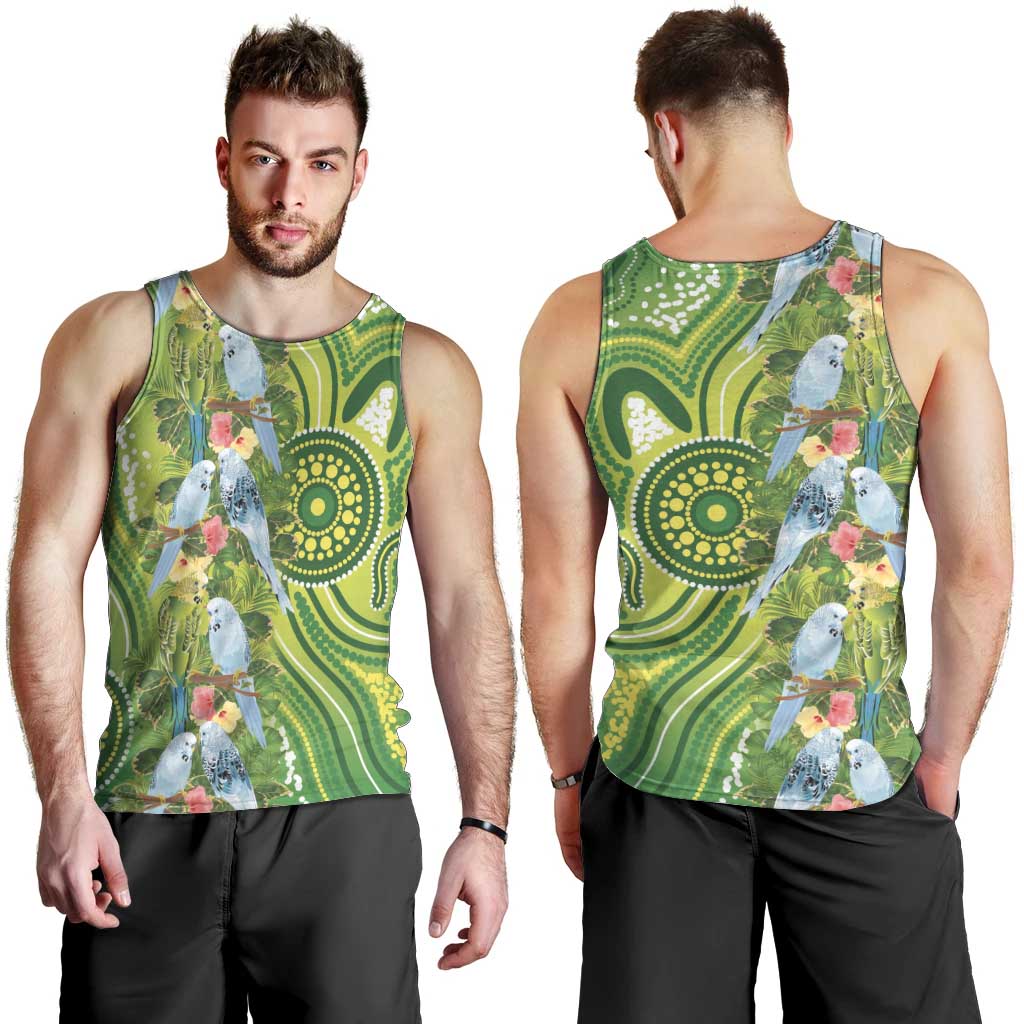 Budgerigar Australia Men Tank Top Aussie Common Parakeet Indigenous Art - Aussie Hoodie