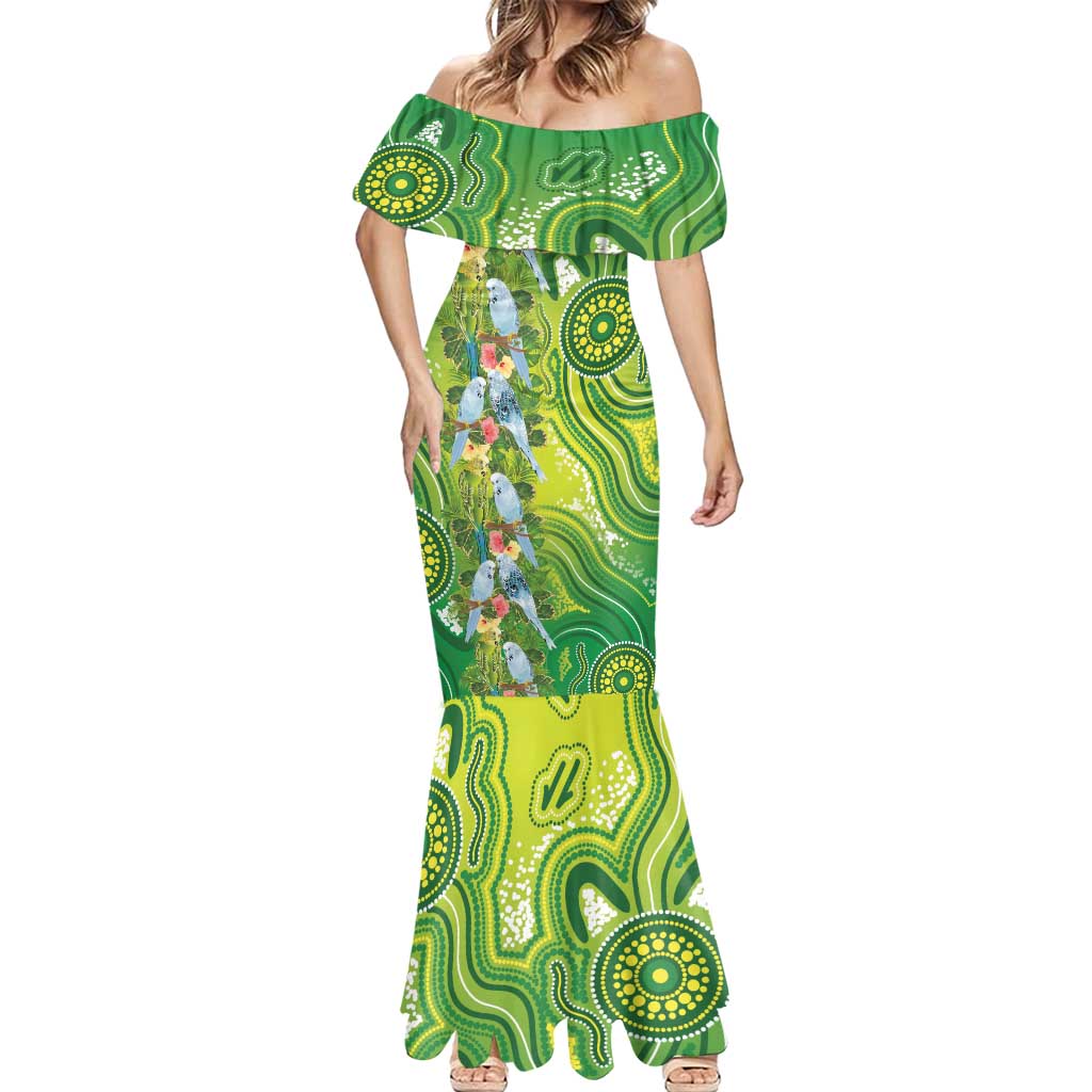 Budgerigar Australia Mermaid Dress Aussie Common Parakeet Indigenous Art - Aussie Hoodie