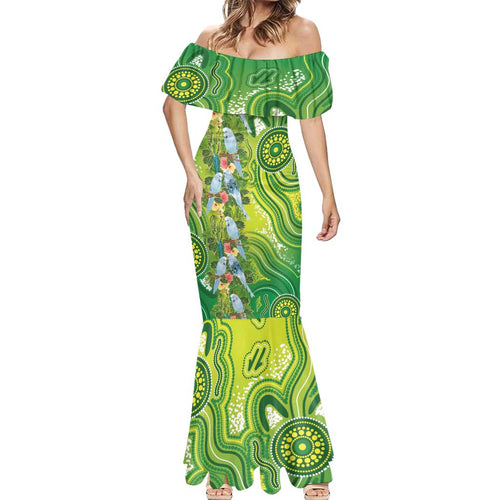 Budgerigar Australia Mermaid Dress Aussie Common Parakeet Indigenous Art - Aussie Hoodie