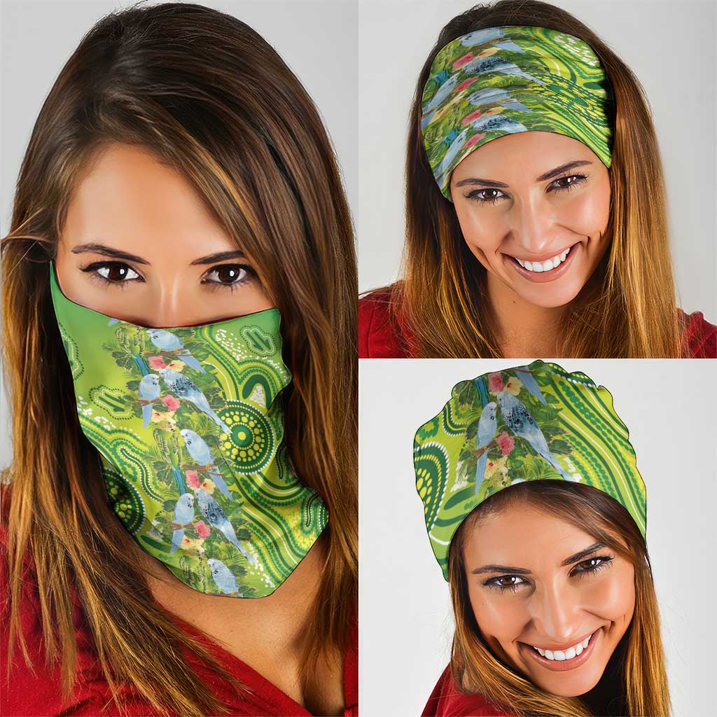 Budgerigar Australia Neck Gaiter Aussie Common Parakeet Indigenous Art - Aussie Hoodie