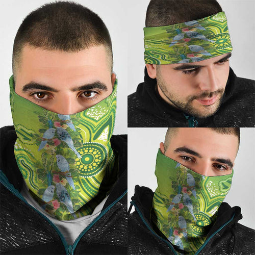 Budgerigar Australia Neck Gaiter Aussie Common Parakeet Indigenous Art - Aussie Hoodie