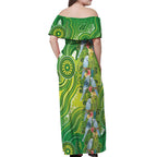 Budgerigar Australia Off Shoulder Maxi Dress Aussie Common Parakeet Indigenous Art - Aussie Hoodie