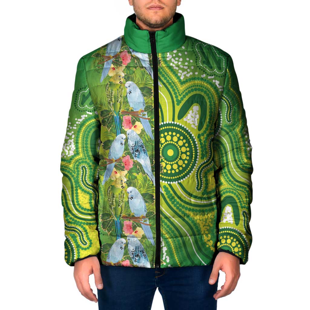 Budgerigar Australia Padded Jacket Aussie Common Parakeet Indigenous Art - Aussie Hoodie