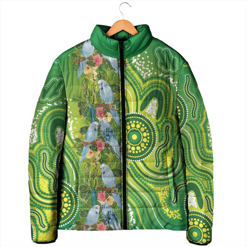 Budgerigar Australia Padded Jacket Aussie Common Parakeet Indigenous Art - Aussie Hoodie