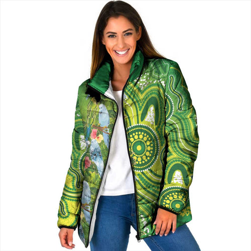 Budgerigar Australia Padded Jacket Aussie Common Parakeet Indigenous Art - Aussie Hoodie