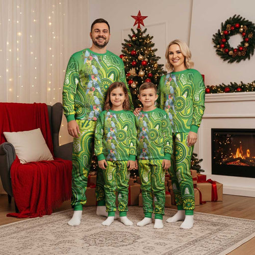 Budgerigar Australia Christmas Pajama Set Aussie Common Parakeet Indigenous Art - Aussie Hoodie
