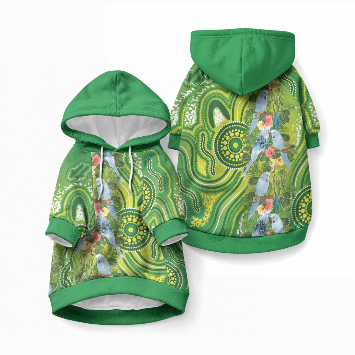 Budgerigar Australia Pet Hoodie Aussie Common Parakeet Indigenous Art