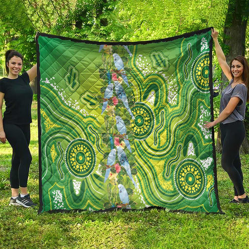Budgerigar Australia Quilt Aussie Common Parakeet Indigenous Art - Aussie Hoodie