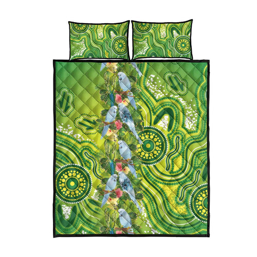 Budgerigar Australia Quilt Bed Set Aussie Common Parakeet Indigenous Art - Aussie Hoodie