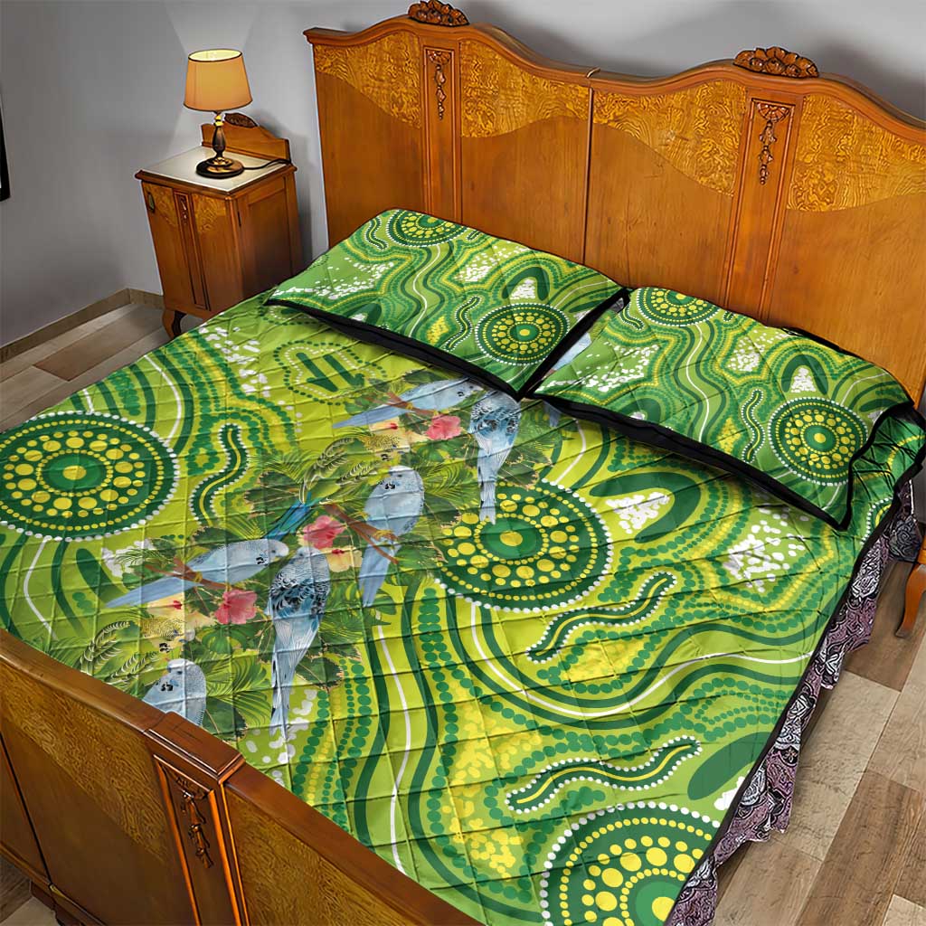 Budgerigar Australia Quilt Bed Set Aussie Common Parakeet Indigenous Art - Aussie Hoodie