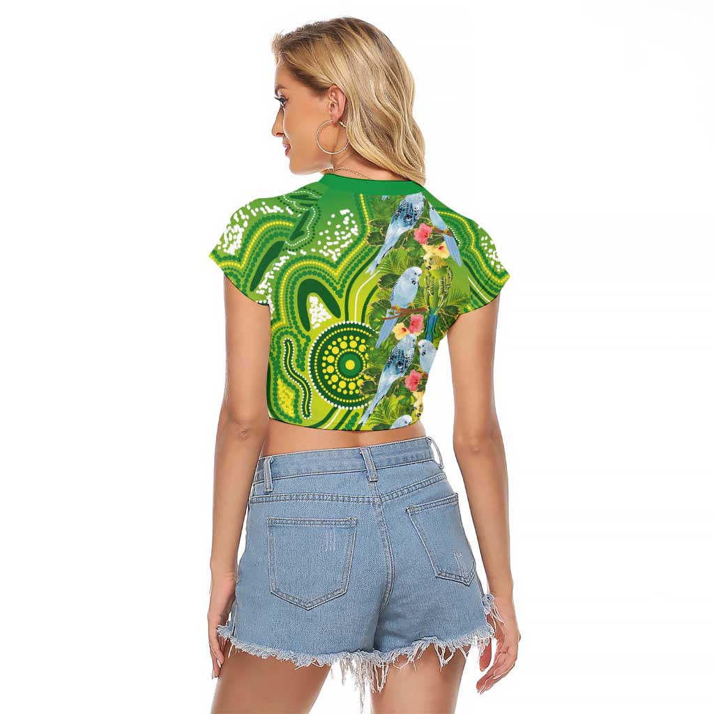 Budgerigar Australia Raglan Cropped T Shirt Aussie Common Parakeet Indigenous Art - Aussie Hoodie