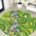 Budgerigar Australia Round Carpet Aussie Common Parakeet Indigenous Art - Aussie Hoodie