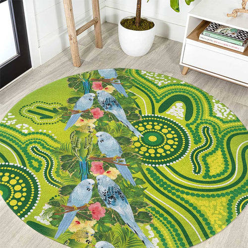 Budgerigar Australia Round Carpet Aussie Common Parakeet Indigenous Art - Aussie Hoodie