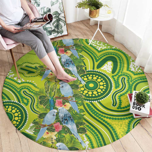 Budgerigar Australia Round Carpet Aussie Common Parakeet Indigenous Art - Aussie Hoodie