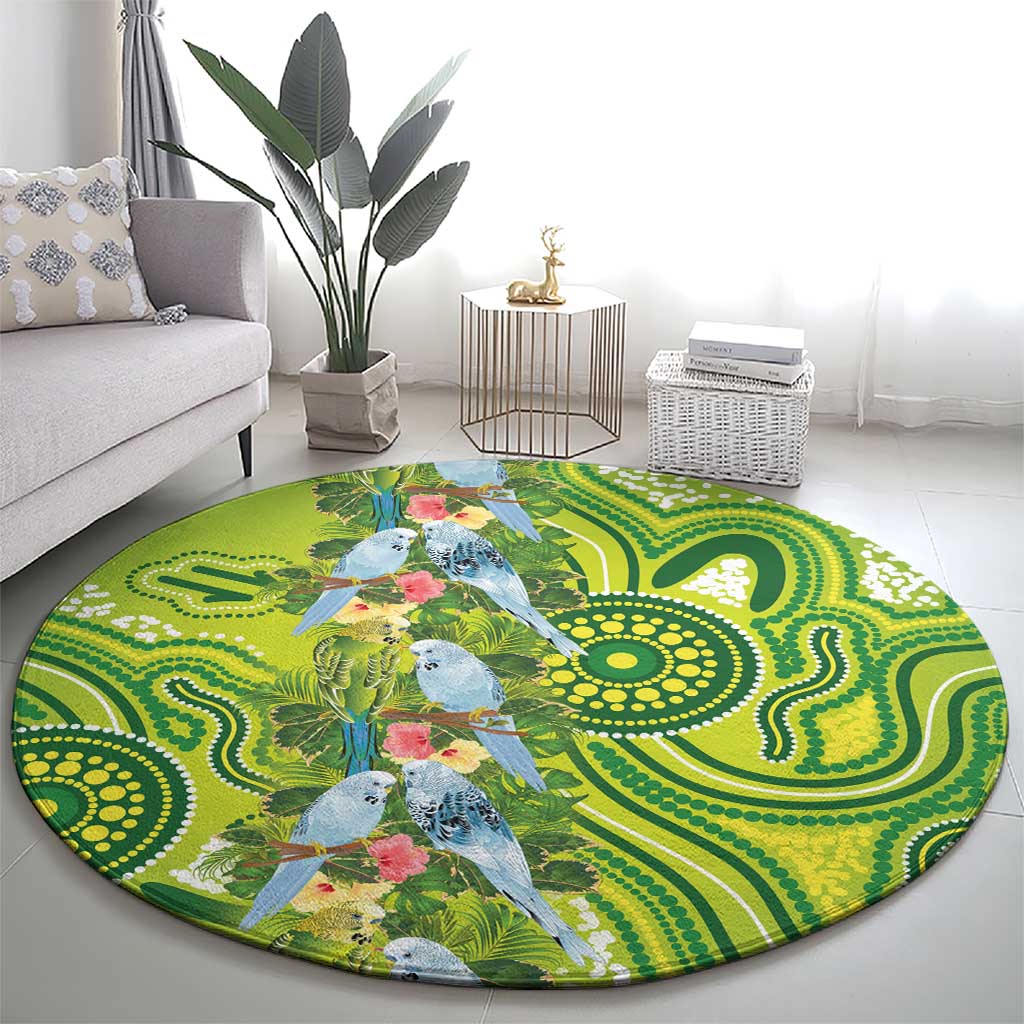 Budgerigar Australia Round Carpet Aussie Common Parakeet Indigenous Art - Aussie Hoodie