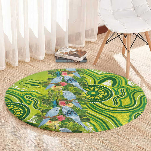Budgerigar Australia Round Carpet Aussie Common Parakeet Indigenous Art - Aussie Hoodie