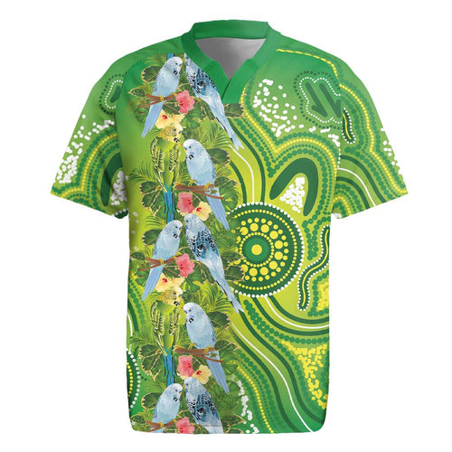 Budgerigar Australia Rugby Jersey Aussie Common Parakeet Indigenous Art - Aussie Hoodie