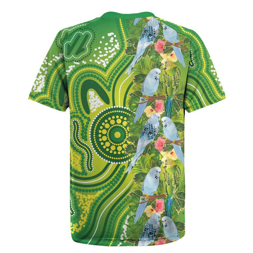Budgerigar Australia Rugby Jersey Aussie Common Parakeet Indigenous Art - Aussie Hoodie