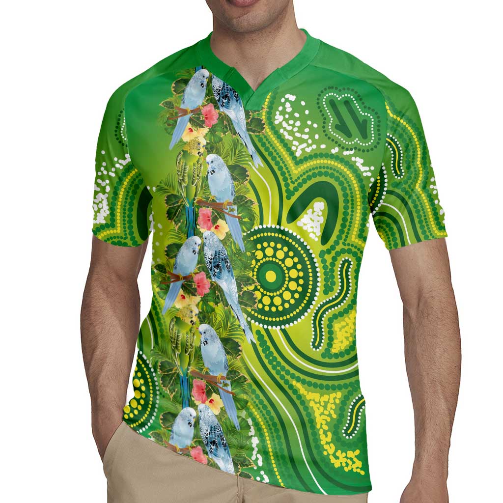 Budgerigar Australia Rugby Jersey Aussie Common Parakeet Indigenous Art - Aussie Hoodie