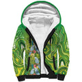 Budgerigar Australia Sherpa Hoodie Aussie Common Parakeet Indigenous Art - Aussie Hoodie