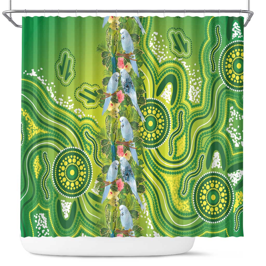 Budgerigar Australia Shower Curtain Aussie Common Parakeet Indigenous Art - Aussie Hoodie
