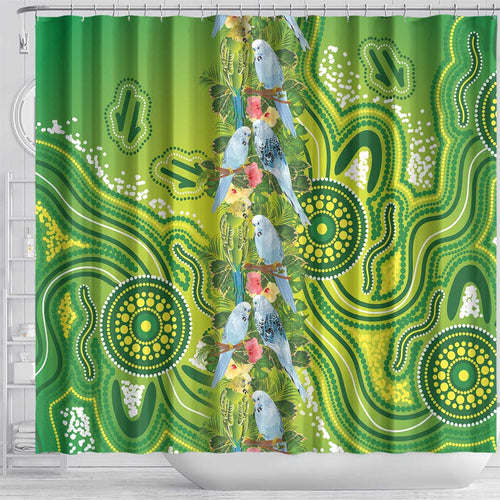 Budgerigar Australia Shower Curtain Aussie Common Parakeet Indigenous Art - Aussie Hoodie