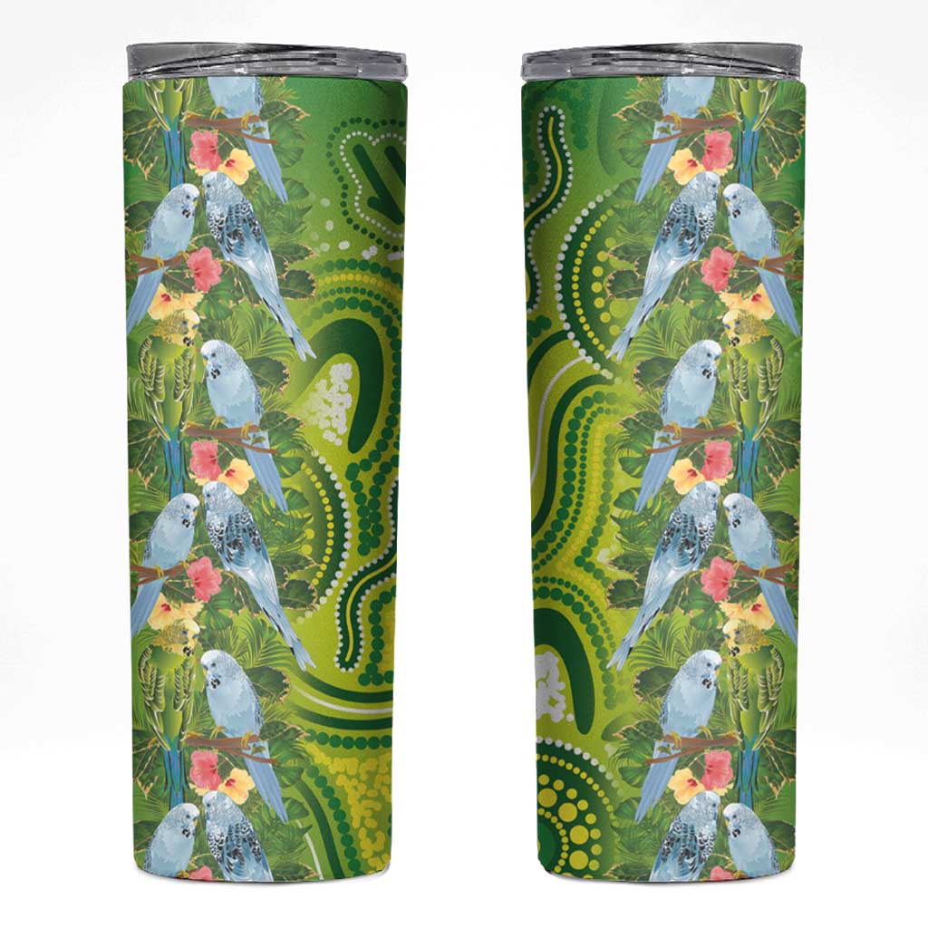 Budgerigar Australia Skinny Tumbler Aussie Common Parakeet Indigenous Art - Aussie Hoodie