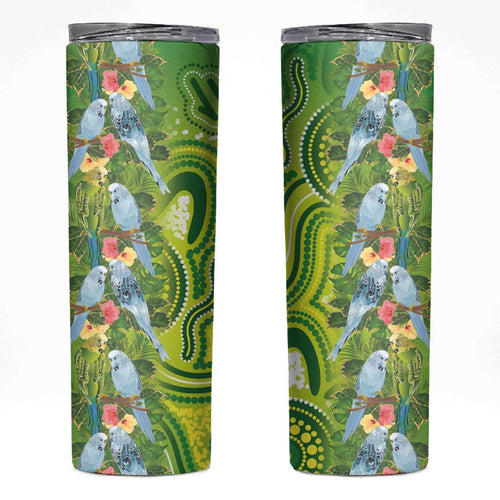 Budgerigar Australia Skinny Tumbler Aussie Common Parakeet Indigenous Art - Aussie Hoodie