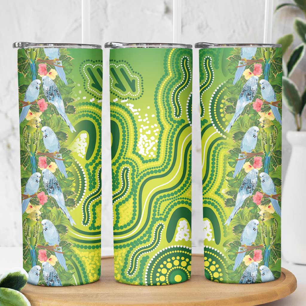 Budgerigar Australia Skinny Tumbler Aussie Common Parakeet Indigenous Art - Aussie Hoodie