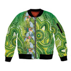 Budgerigar Australia Sleeve Zip Bomber Jacket Aussie Common Parakeet Indigenous Art - Aussie Hoodie