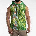 Budgerigar Australia Sleeveless Hoodie Aussie Common Parakeet Indigenous Art - Aussie Hoodie