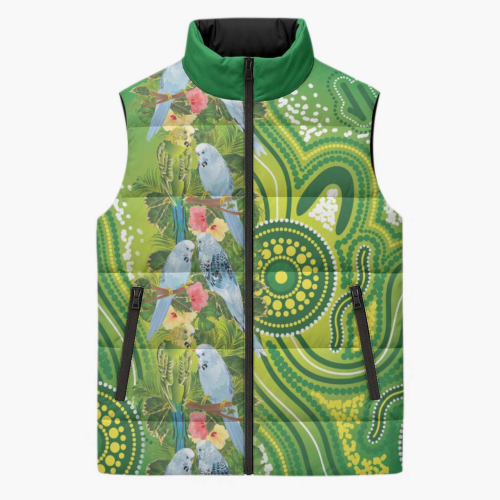 Budgerigar Australia Sleeveless Puffer Jacket Aussie Common Parakeet Indigenous Art - Aussie Hoodie