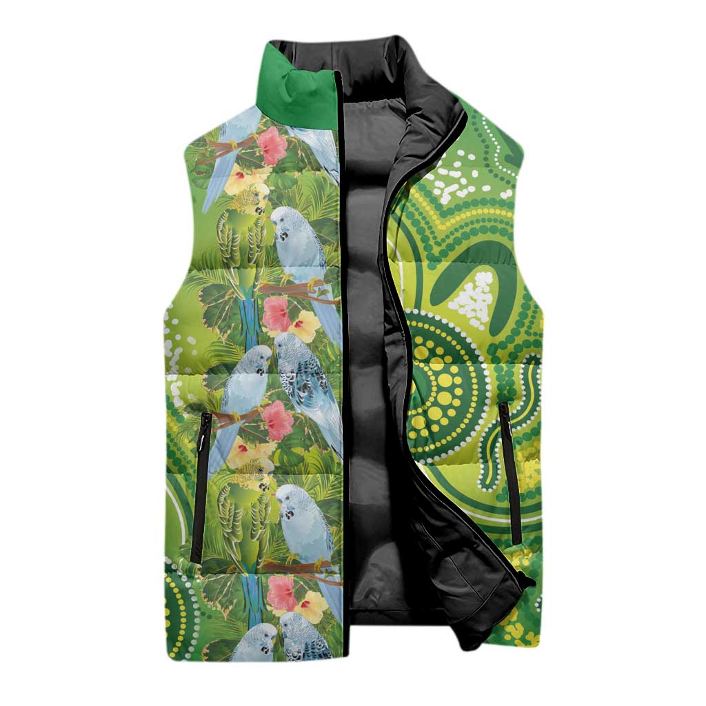 Budgerigar Australia Sleeveless Puffer Jacket Aussie Common Parakeet Indigenous Art - Aussie Hoodie