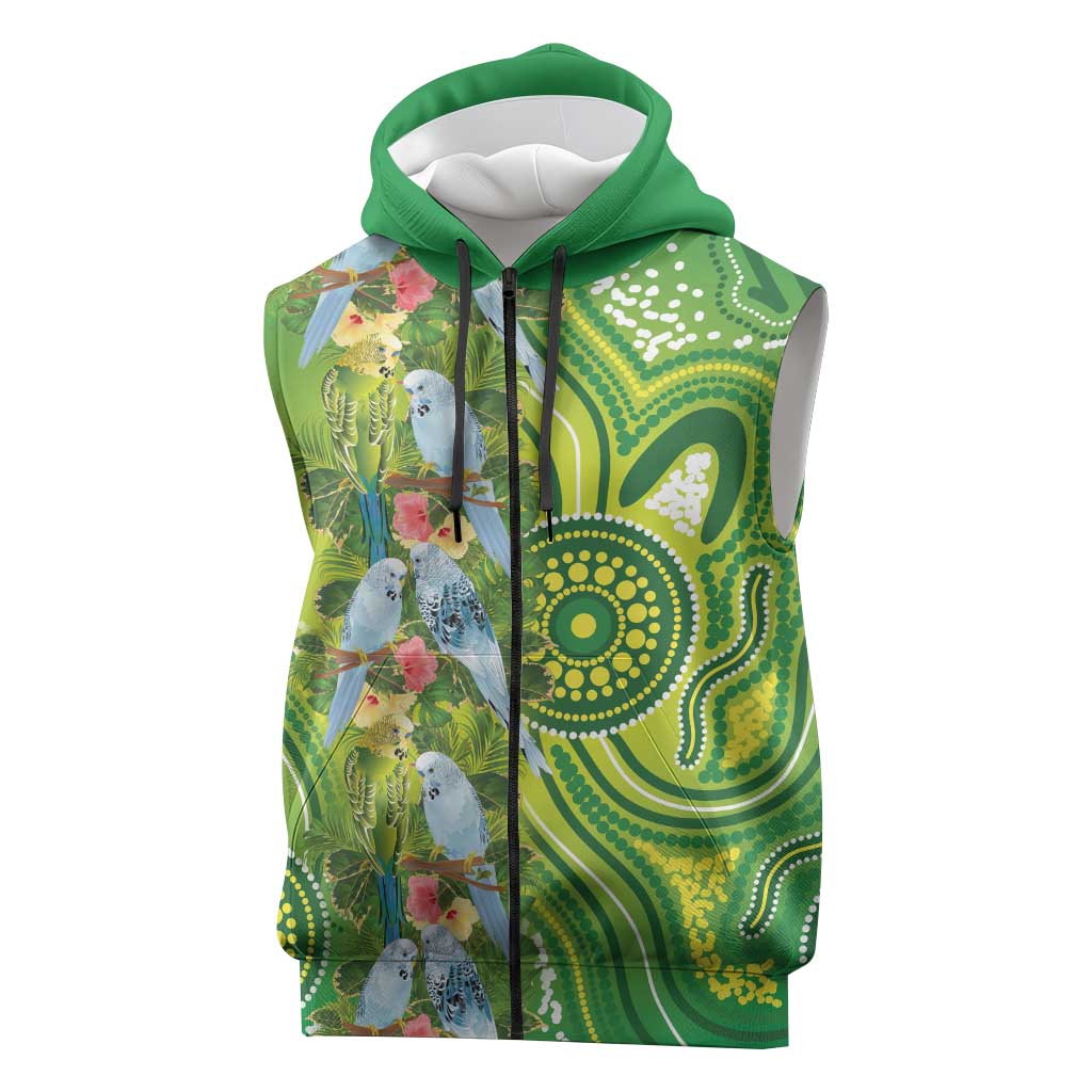 Budgerigar Australia Sleeveless Zip Hoodie Aussie Common Parakeet Indigenous Art LT14