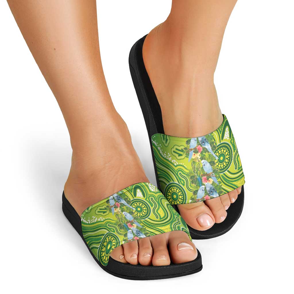 Budgerigar Australia Slide Sandals Aussie Common Parakeet Indigenous Art - Aussie Hoodie
