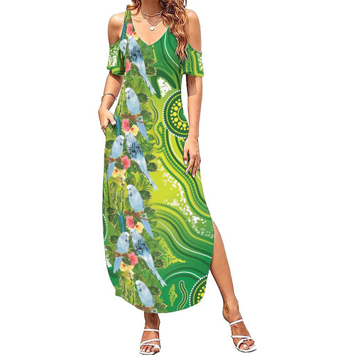 Budgerigar Australia Summer Maxi Dress Aussie Common Parakeet Indigenous Art - Aussie Hoodie