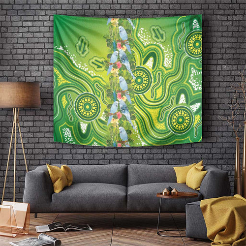Budgerigar Australia Tapestry Aussie Common Parakeet Indigenous Art - Aussie Hoodie