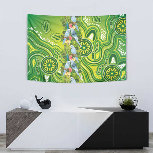 Budgerigar Australia Tapestry Aussie Common Parakeet Indigenous Art - Aussie Hoodie