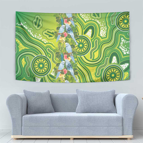 Budgerigar Australia Tapestry Aussie Common Parakeet Indigenous Art - Aussie Hoodie