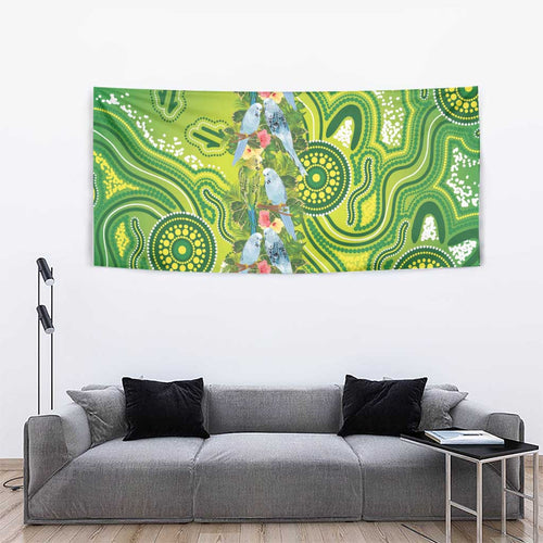 Budgerigar Australia Tapestry Aussie Common Parakeet Indigenous Art - Aussie Hoodie